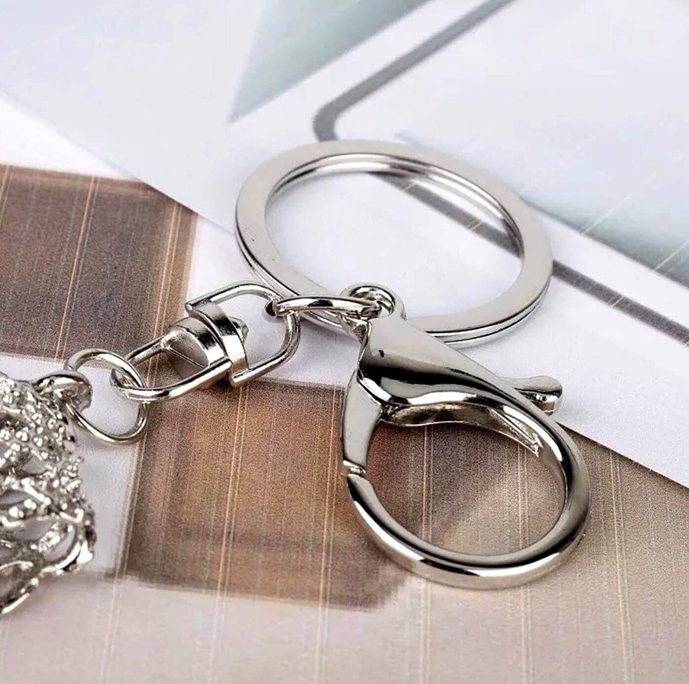 Silver Crystal Heel Keyring + Clasp
