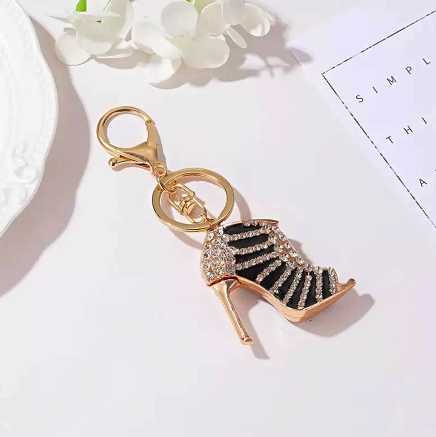 Crystal Heel Keyring with Clasp