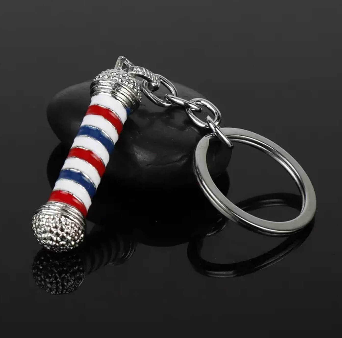 Classic Barber Pole Keyring Holder