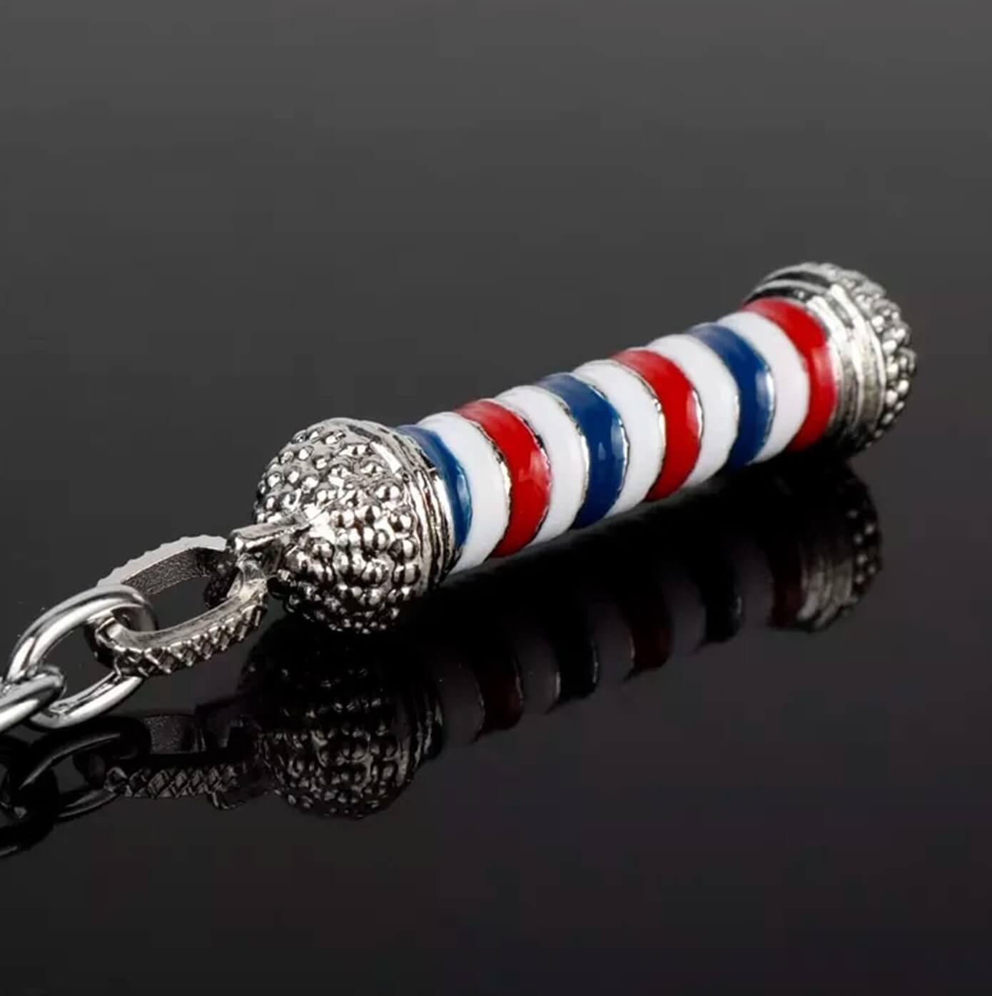 Classic Barber Pole Keyring Holder