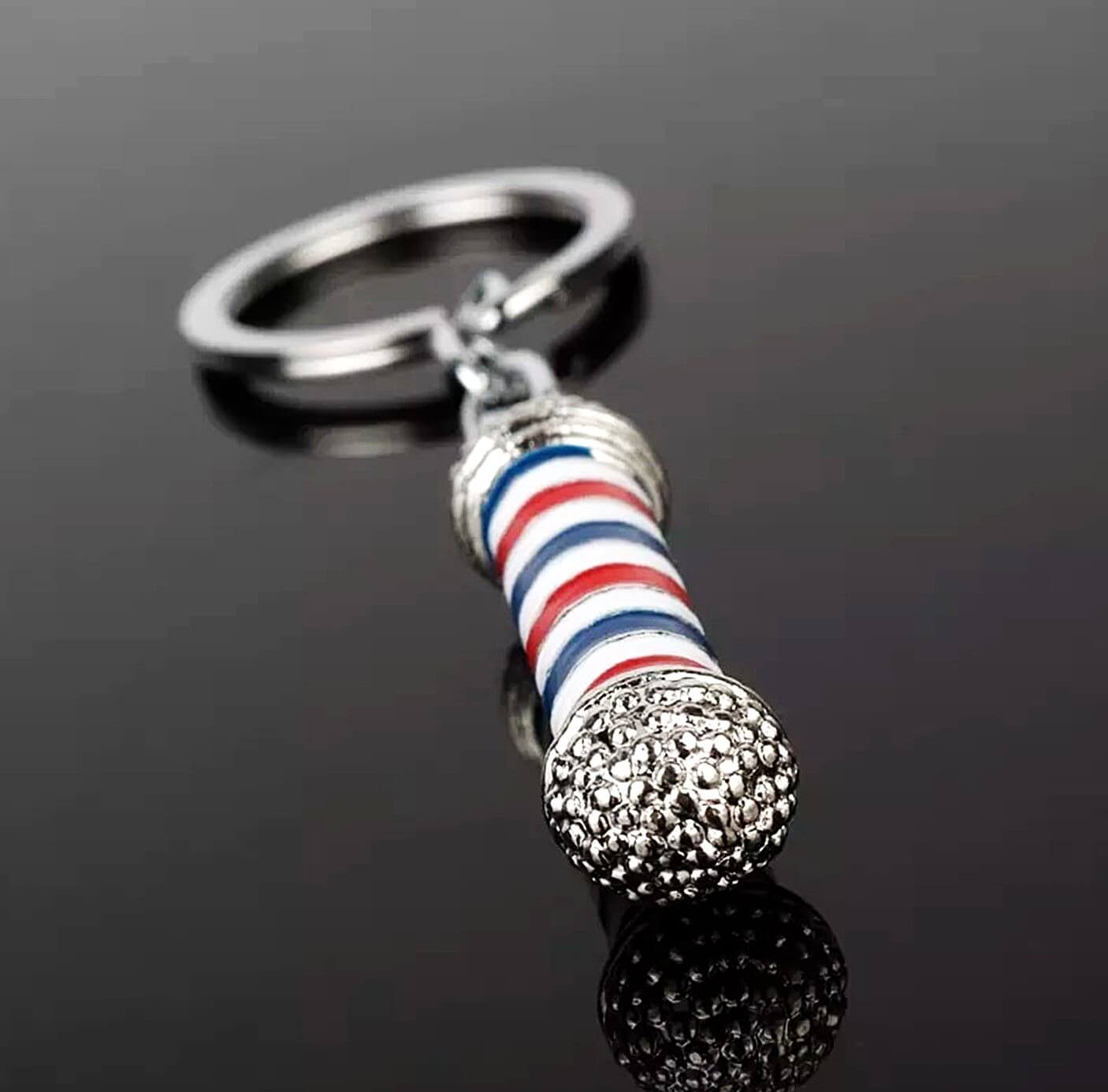 Classic Barber Pole Keyring Holder