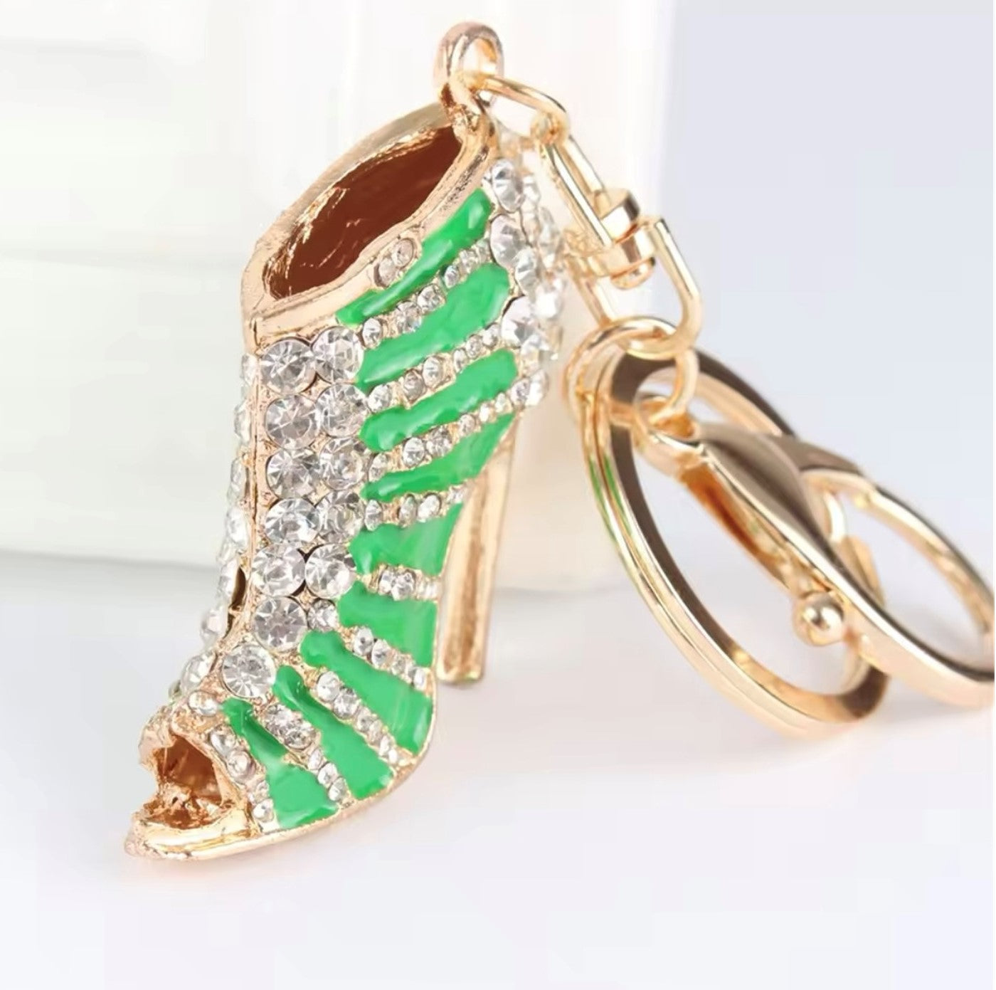 Crystal Heel Keyring with Gold-Plated Clasp