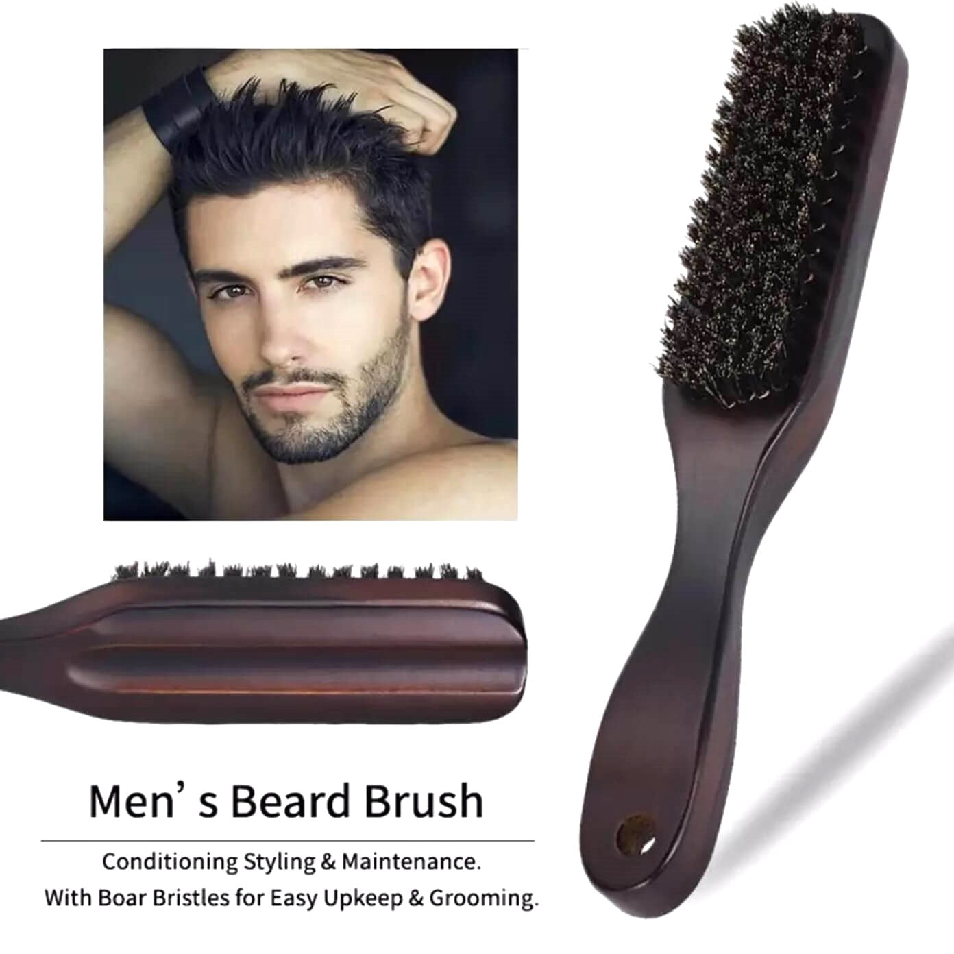 Mens Beech Timber Boar Hair Beard Brush