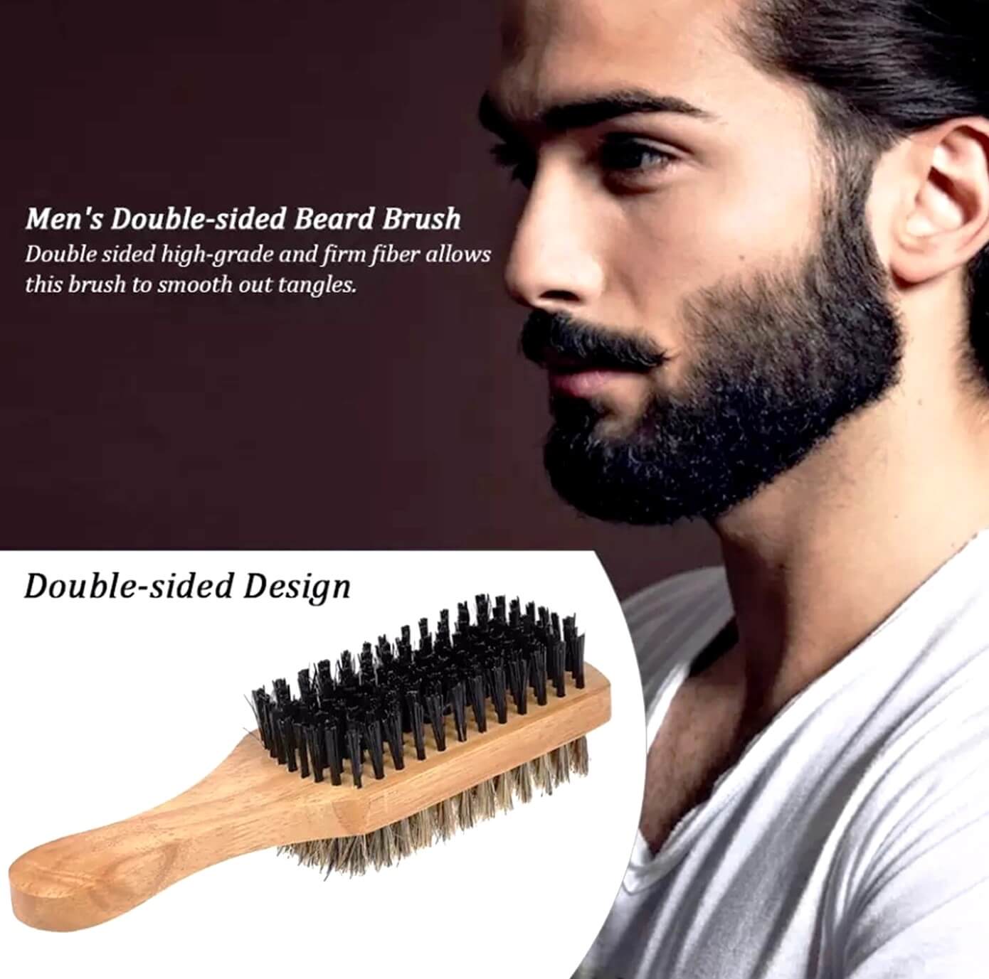 Mens Double-Sided Beard Brush 