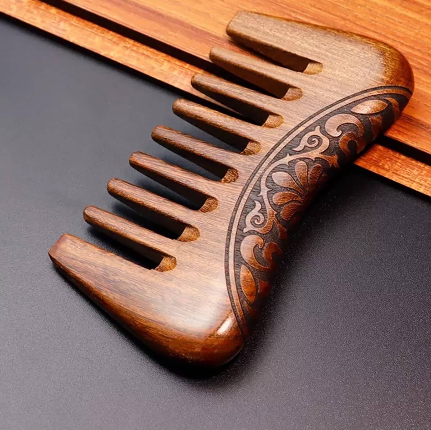 Mens 7 Teeth Sandalwood Beard Comb