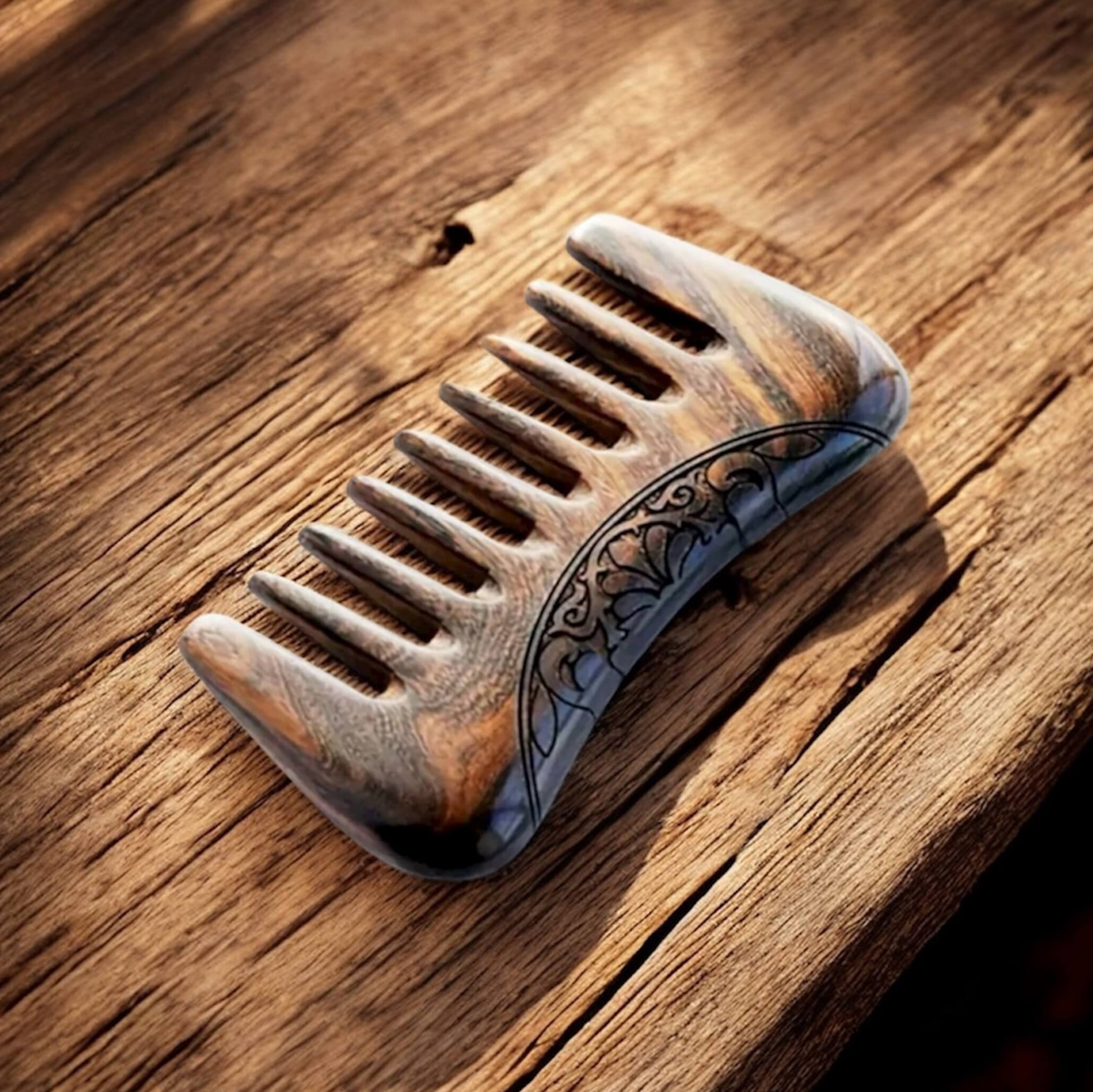 Mens 7 Teeth Sandalwood Beard Comb