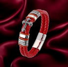 Men's Cross Faith Red Leather Bracelet