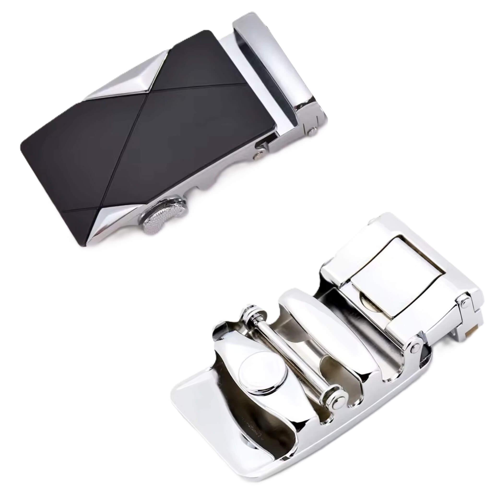 Automatic ratchet belt buckle zinc alloy finish
