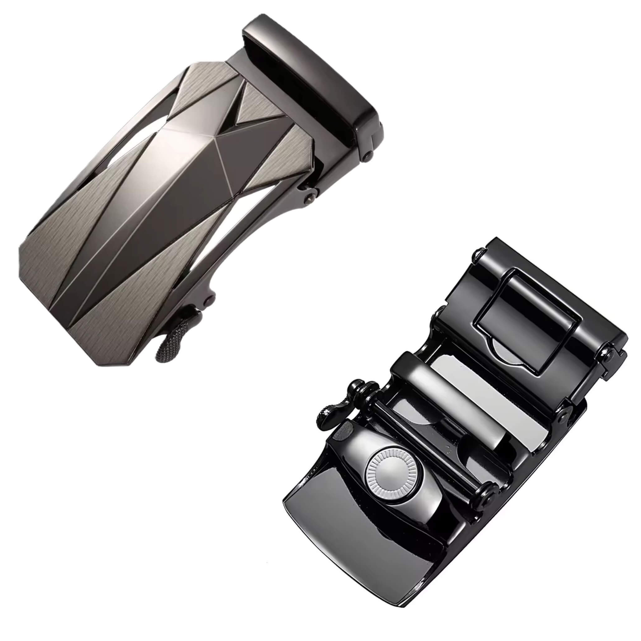 Automatic ratchet belt buckle zinc alloy finish