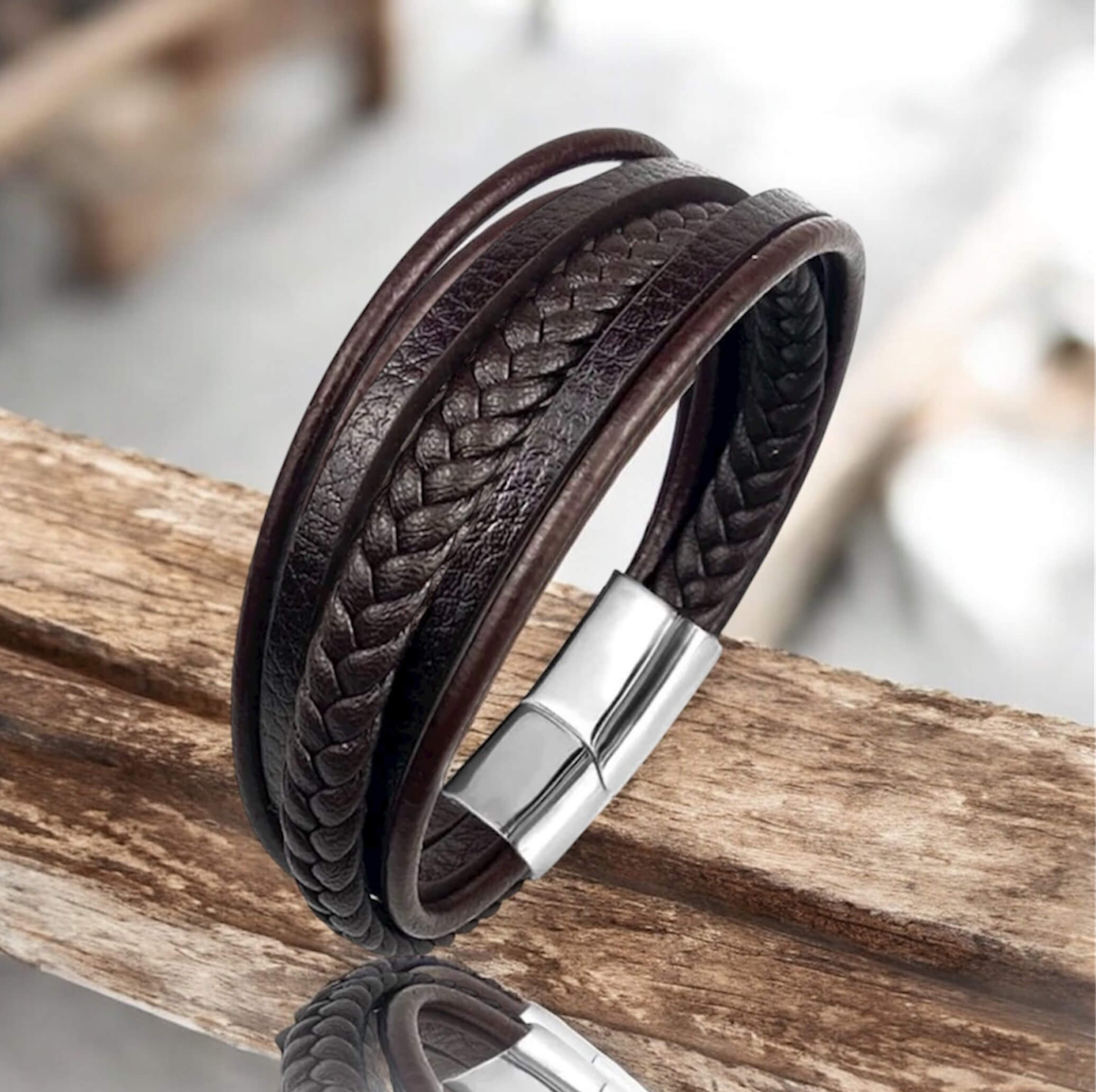 Brown Activity Leather Bracelet 