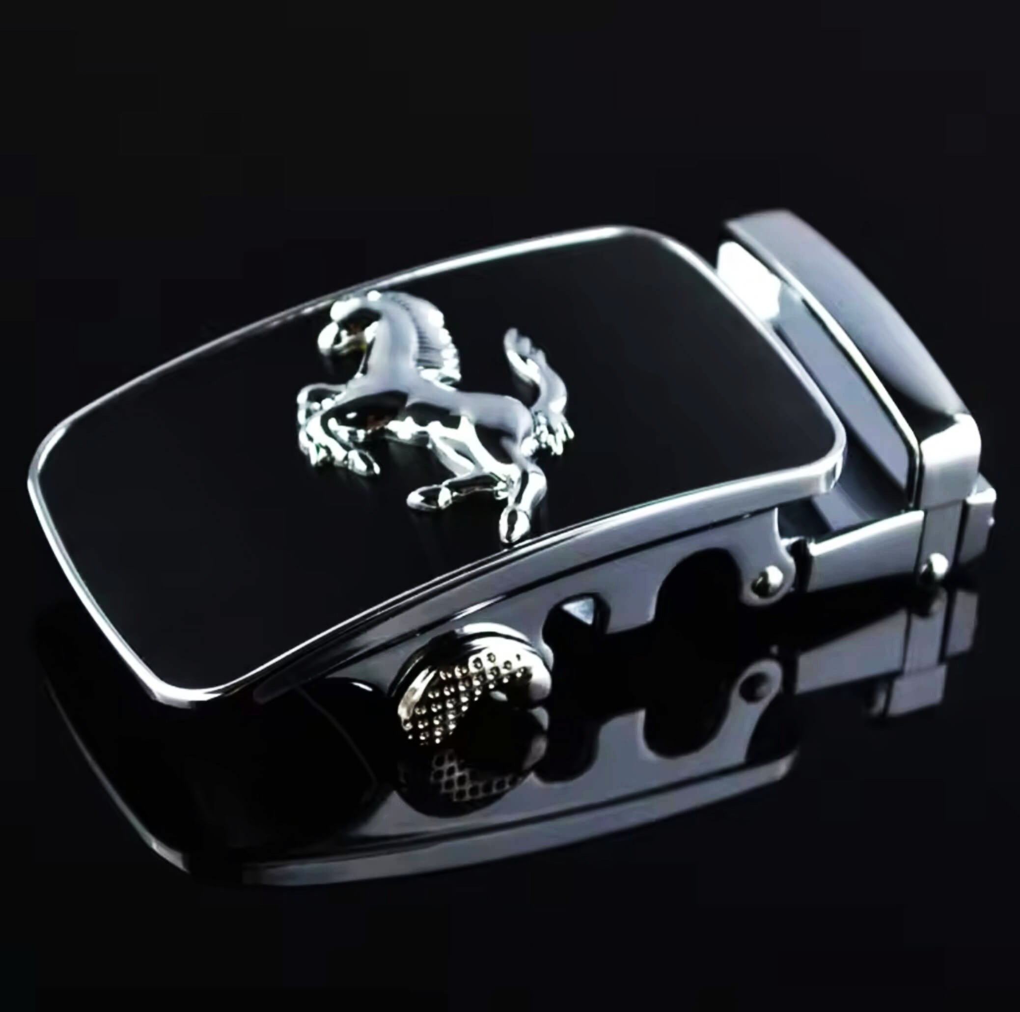 Automatic ratchet belt buckle zinc alloy finish