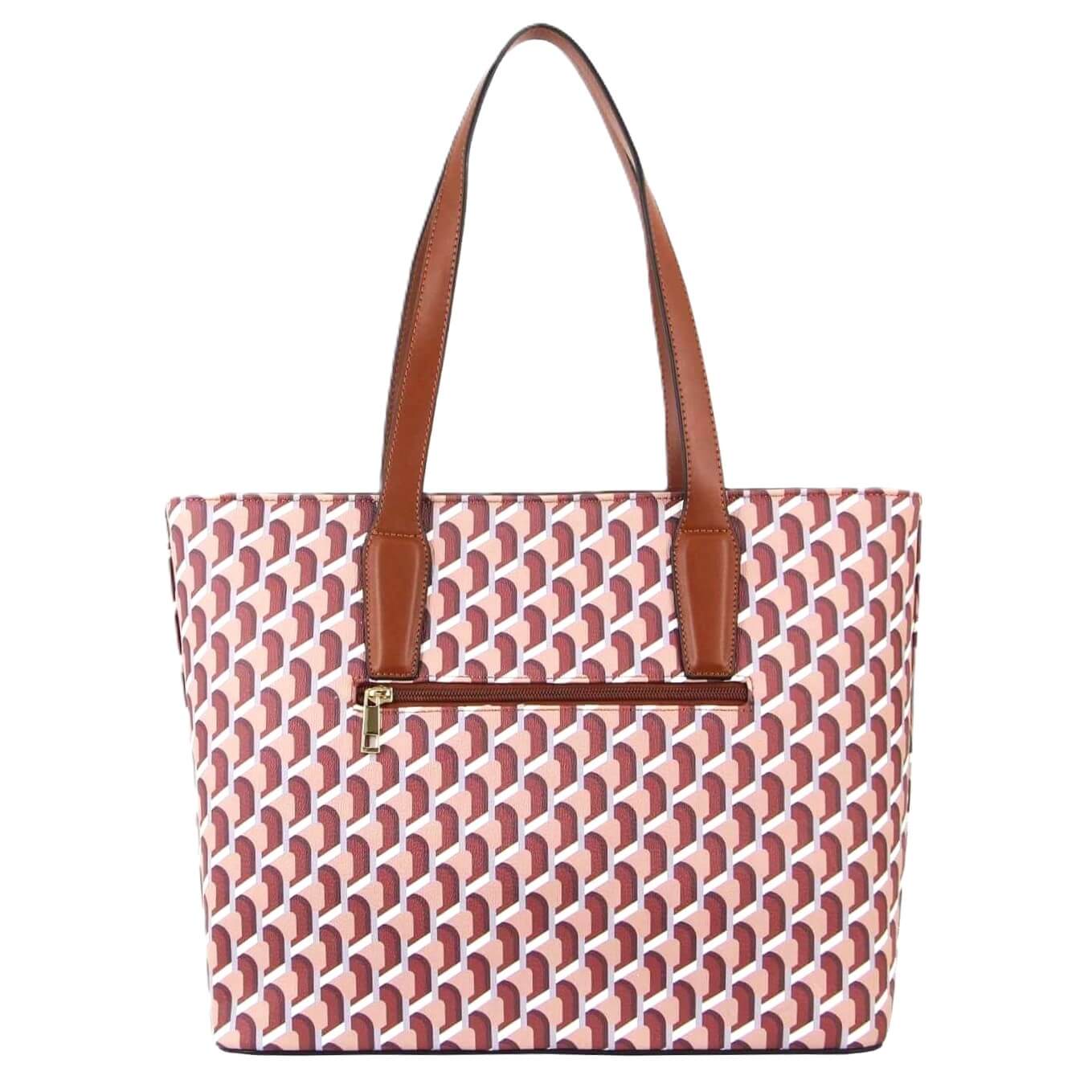 Milleni Ladies Geometric Fashion Tote Bag in Brown