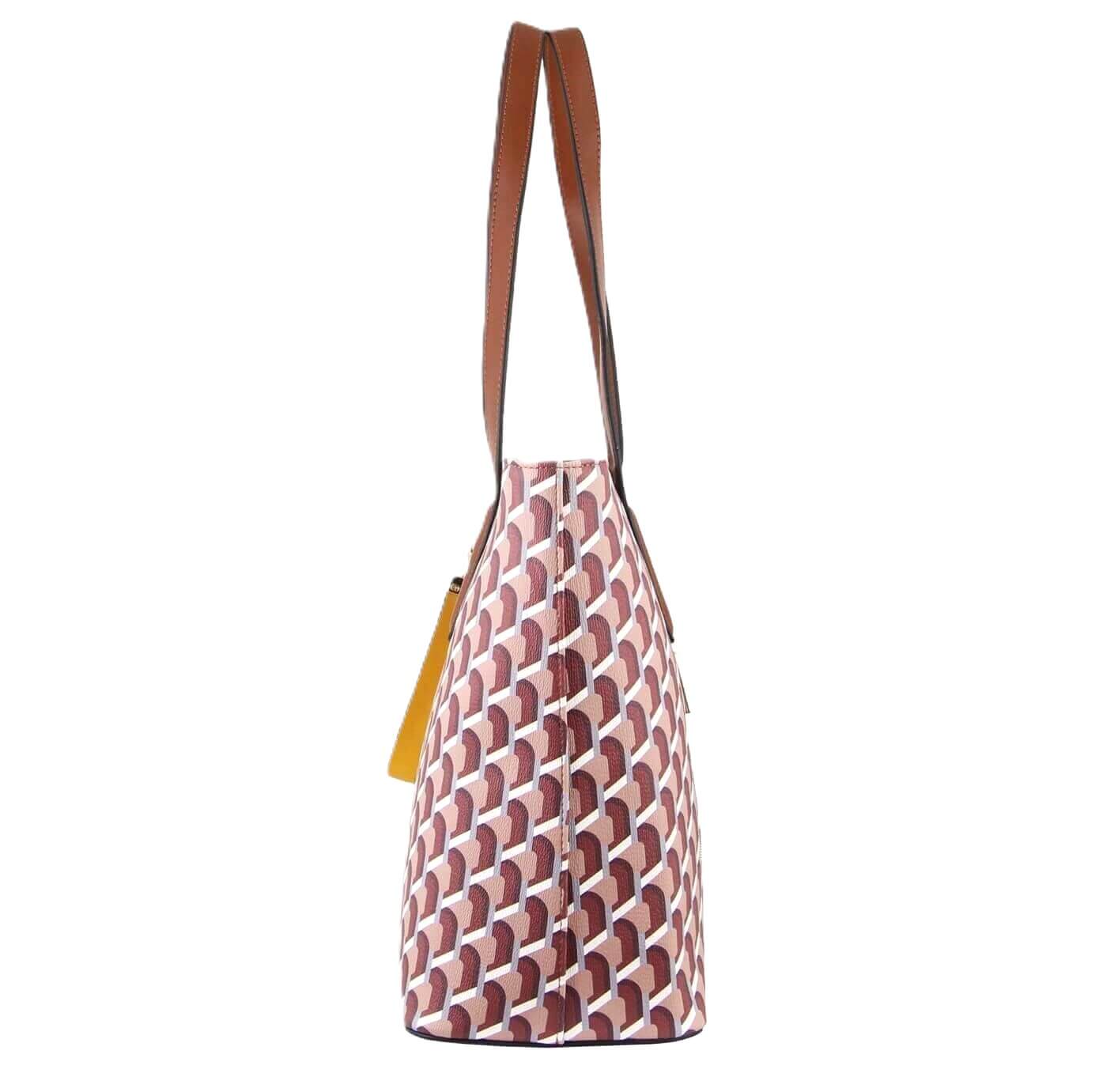 Milleni Ladies Geometric Fashion Tote Bag in Brown