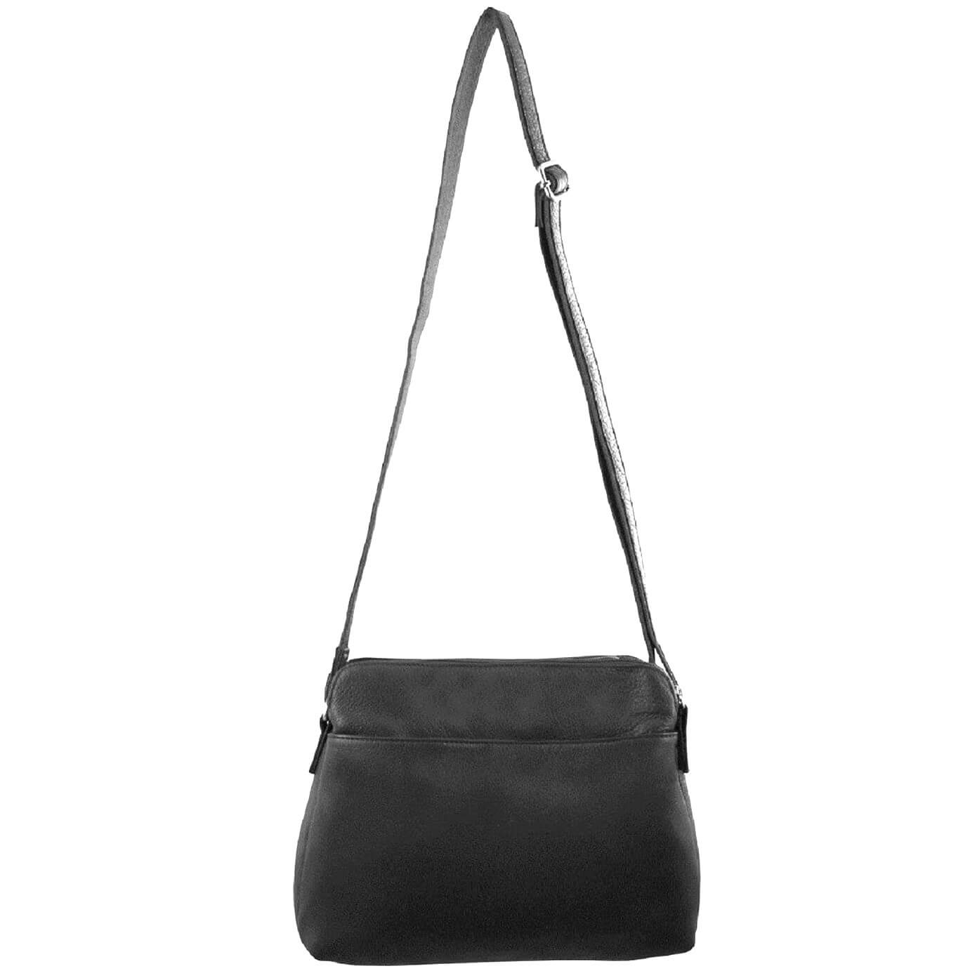 Milleni Ladies Black Nappa Leather Cross-Body Bag