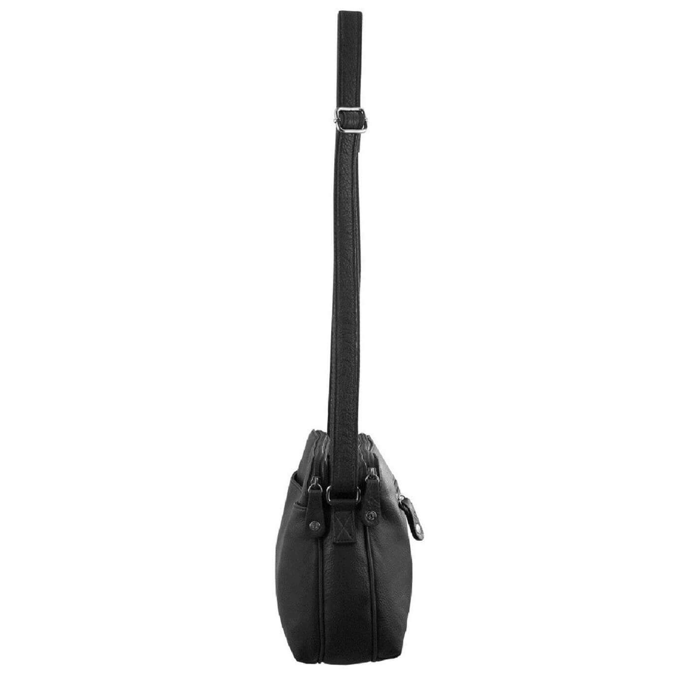 Milleni Ladies Black Nappa Leather Cross-Body Bag