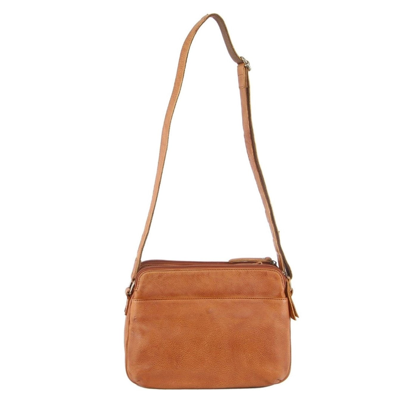 Milleni Ladies Cognac Nappa Leather Cross-Body Bag