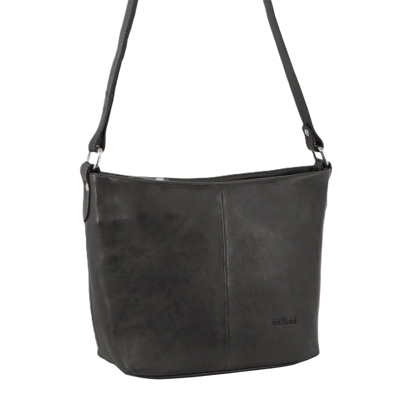 Milleni Ladies Nappa Leather Crossbody Bag in Black