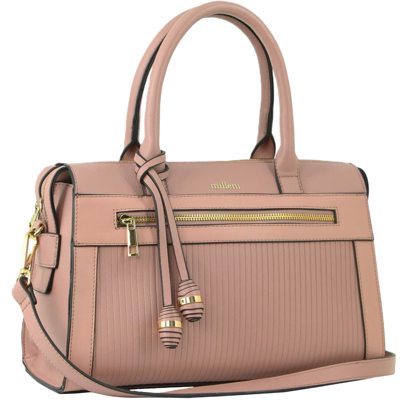 Milleni Ladies Fashion Tote Handbag with Shoulder Strap in Blush