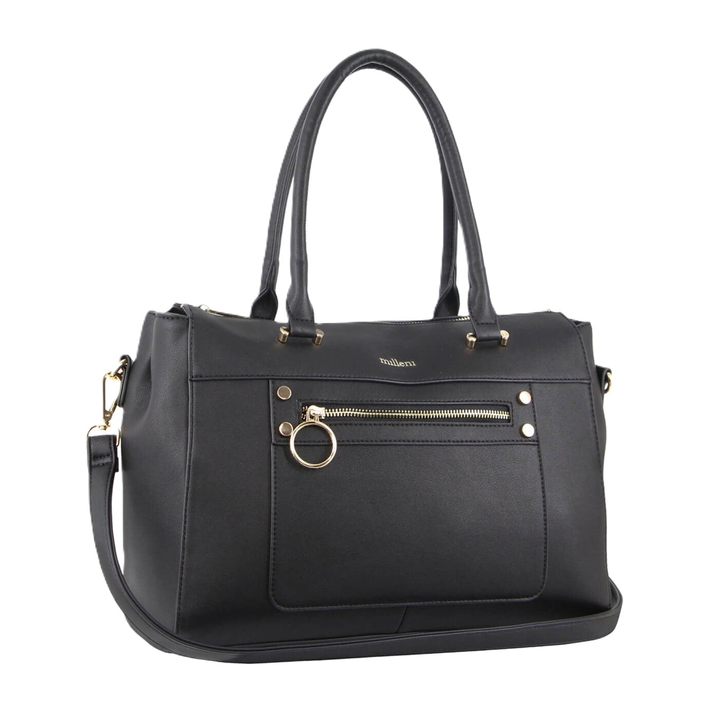 Milleni Ladies Fashion Tote Handbag in Black