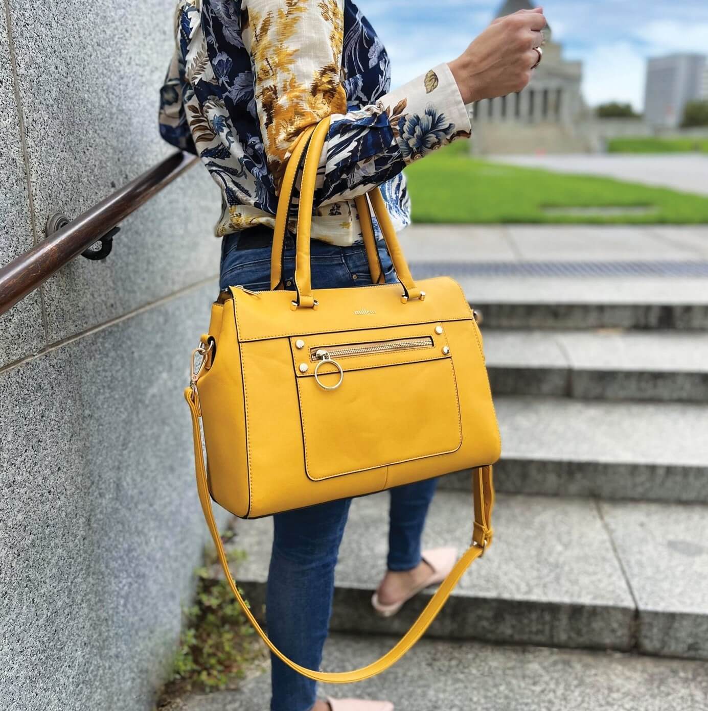 Milleni Ladies Fashion Tote Handbag in Yellow