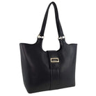 Milleni Ladies Vegan Leather Fashion Caryall Tote Bag in Black