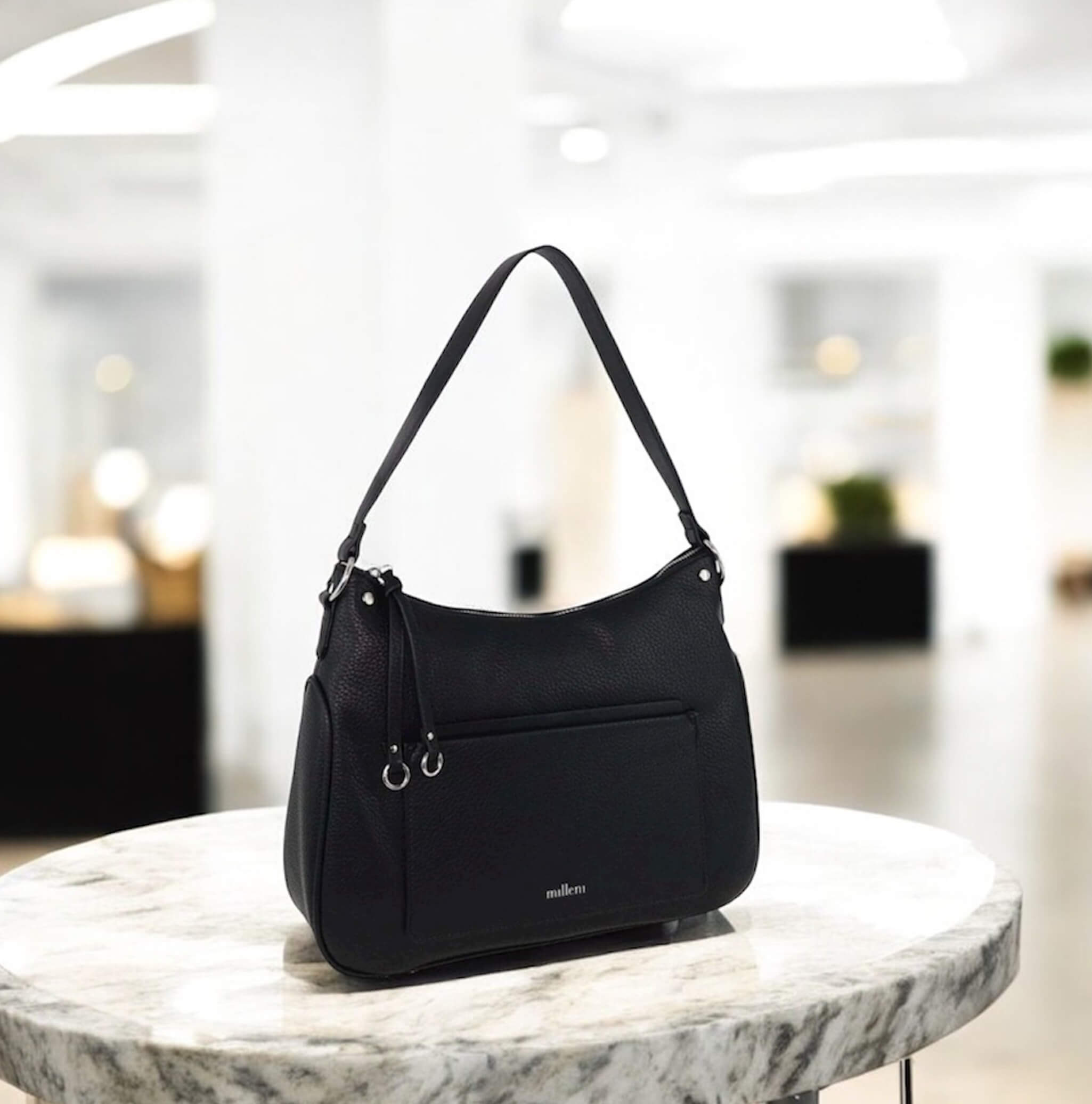 Milleni Ladies Vegan Leather Fashion Tote Bag in Black