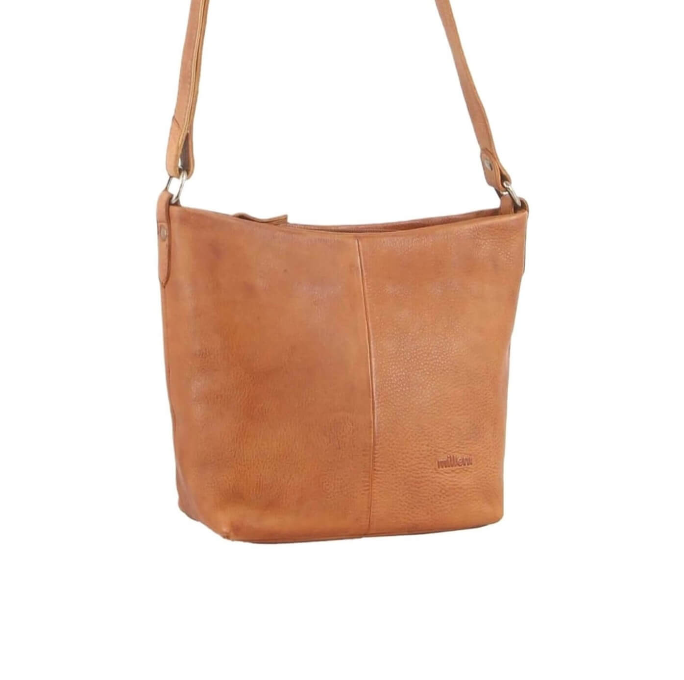 Milleni Ladies Nappa Leather Crossbody Bag in Cognac