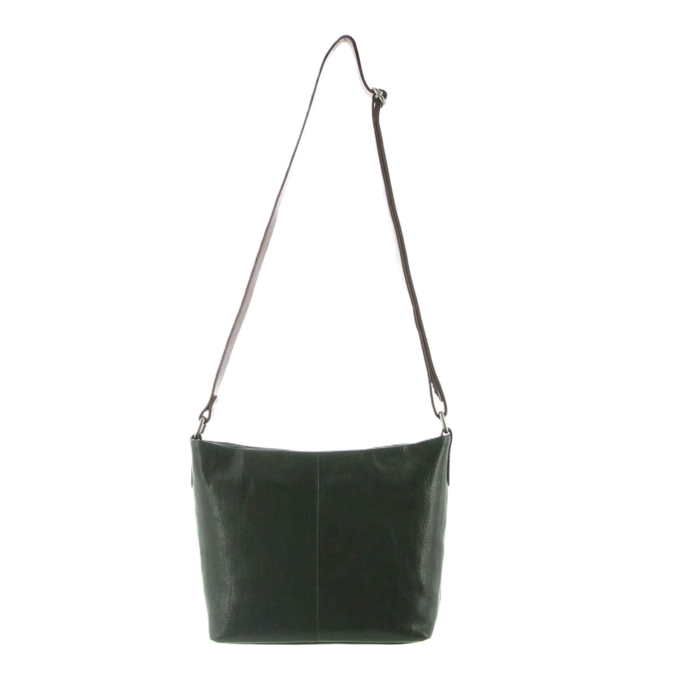 Milleni Ladies Nappa Leather Crossbody Bag in Emerald & Chestnut