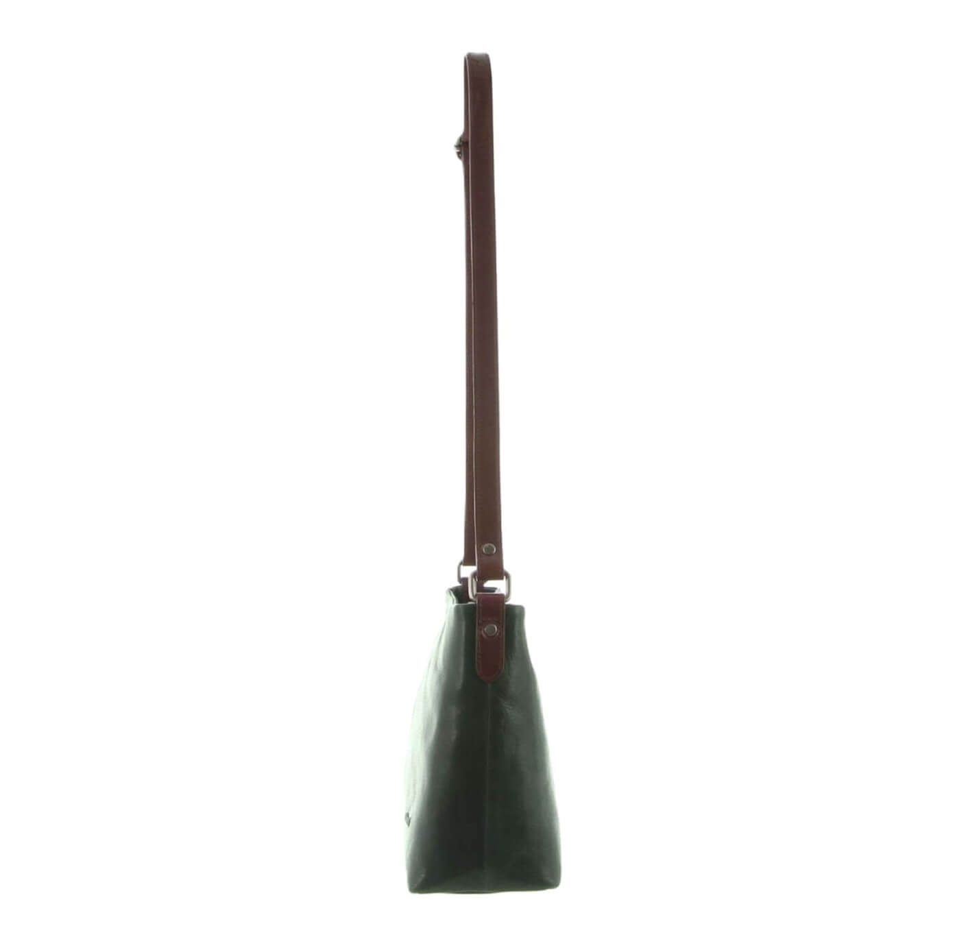 Milleni Ladies Nappa Leather Crossbody Bag – Emerald/Chestnut