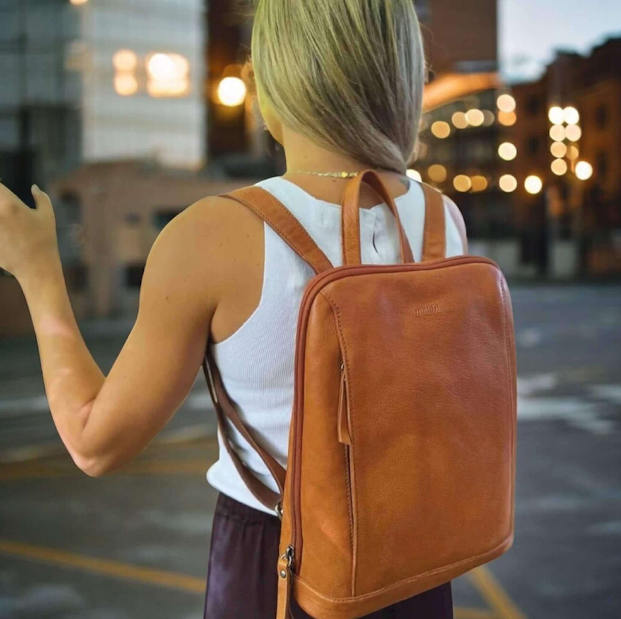Milleni Ladies Nappa Leather Backpack