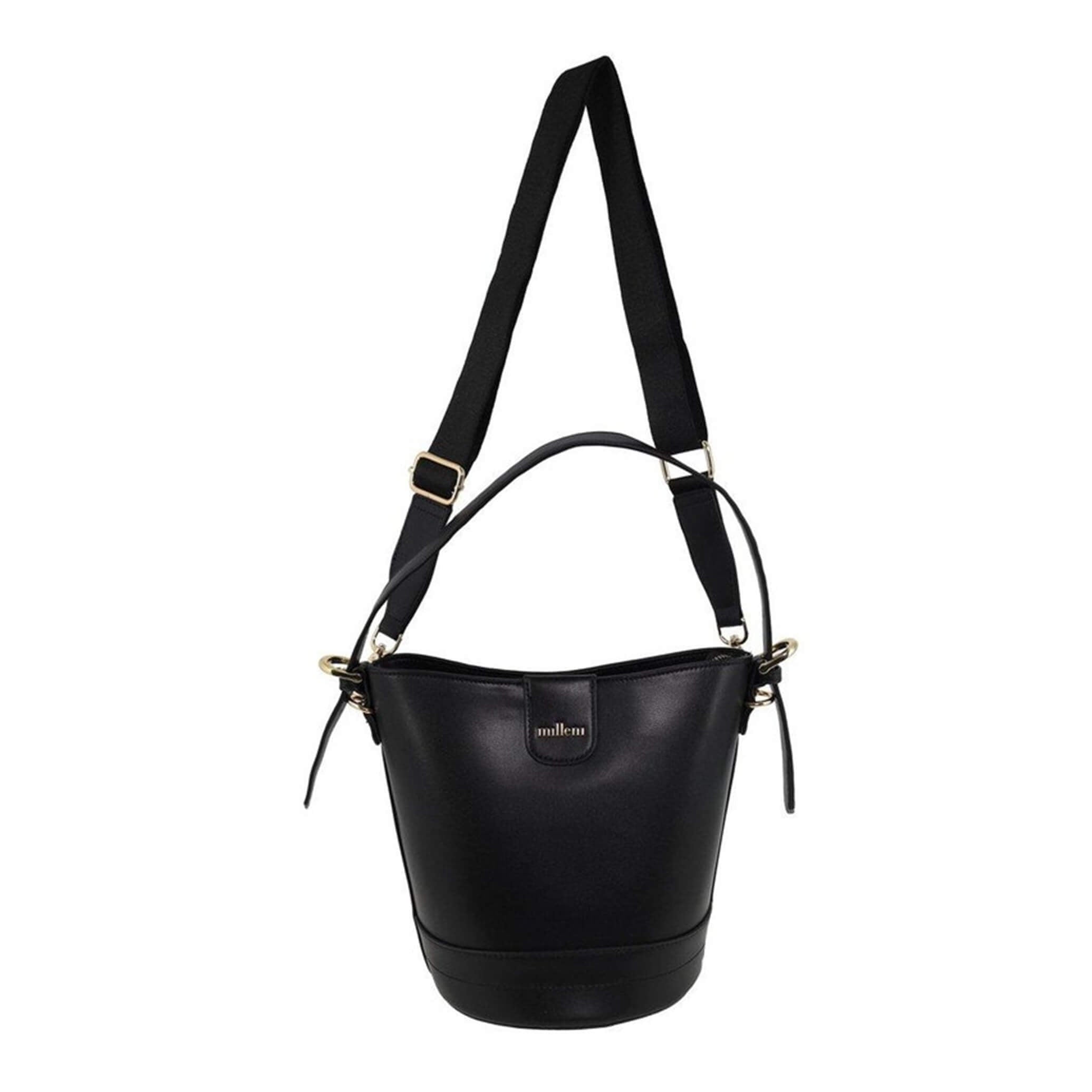 Milleni PV4033 Black Ladies Vegan Leather Bucket Crossbody Bag 