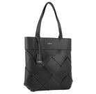 Milleni Ladies Woven Fashion Tote Handbag in Black