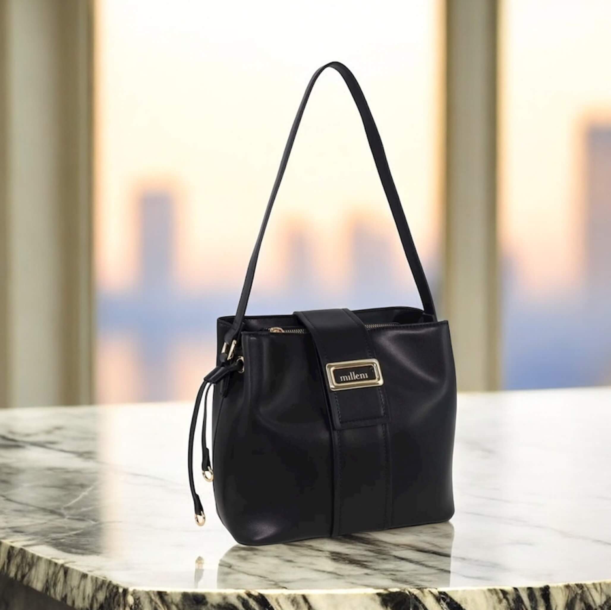 Milleni PV4034 Black Ladies Vegan Leather Fashion Mini Tote Bag