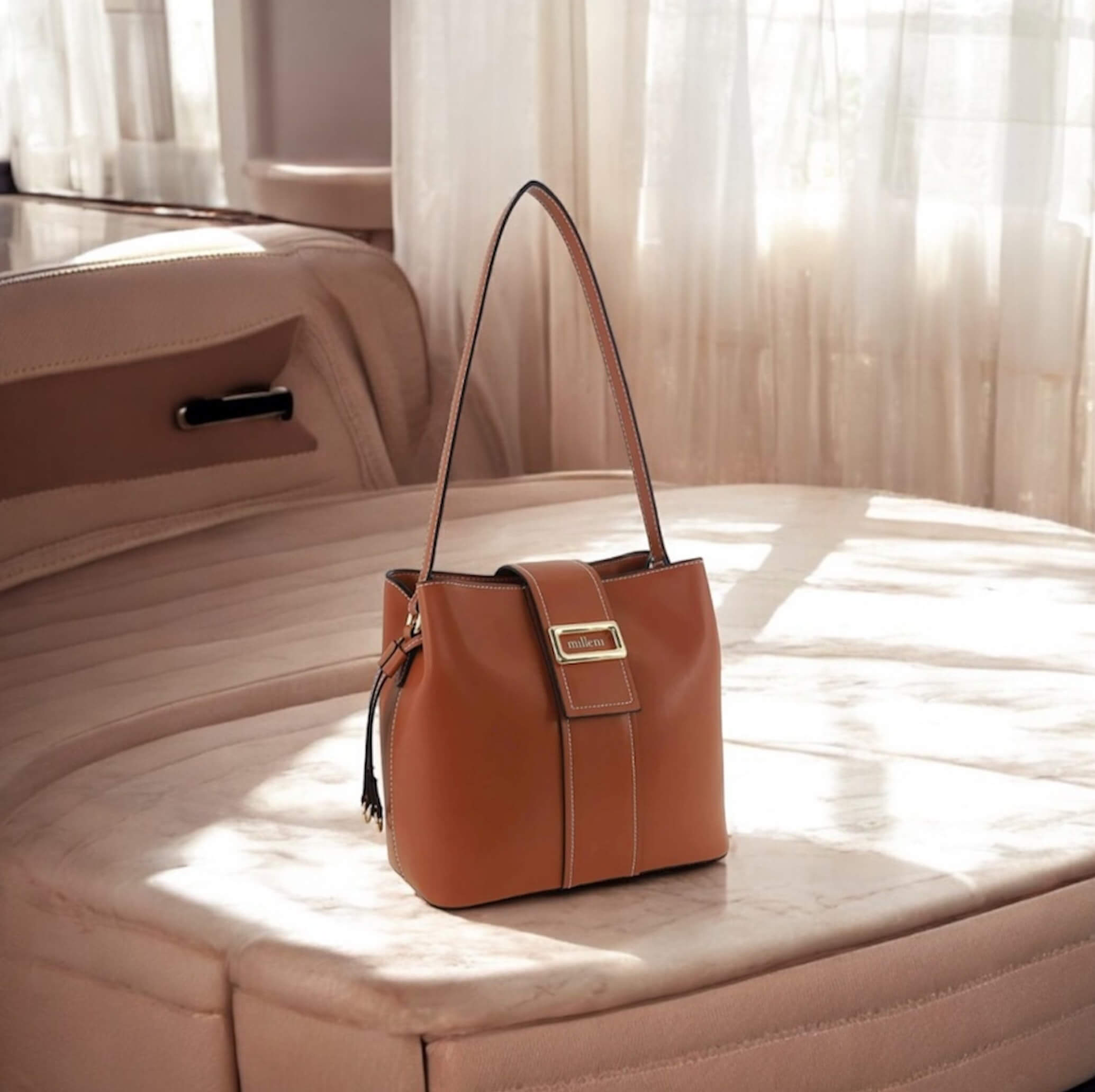 Milleni PV4034 Tan Ladies Vegan Leather Fashion Mini Tote Bag