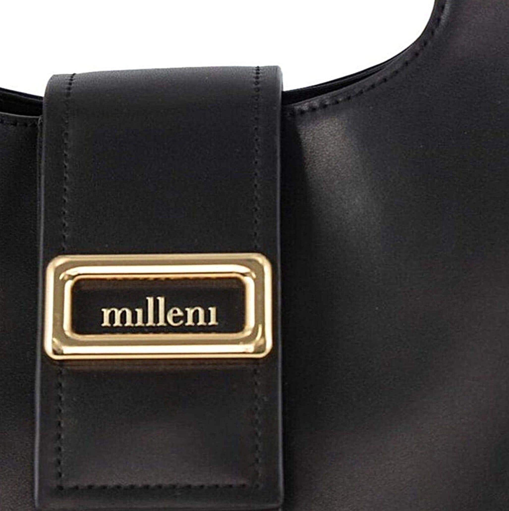 Milleni Ladies Vegan Leather Fashion Caryall Tote Bag in Black