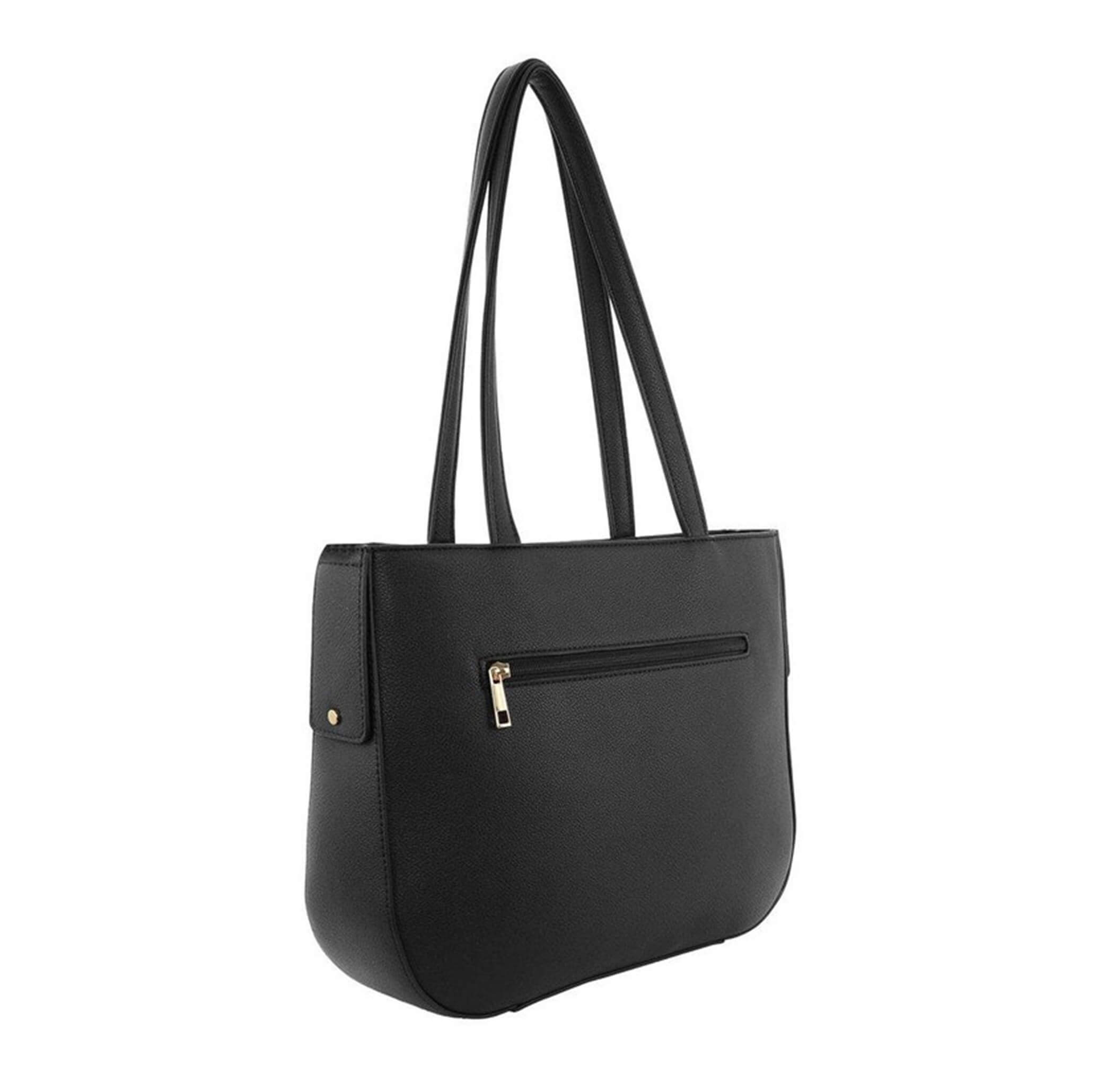 Milleni Ladies Vegan Leather Fashion Shoulder Tote Bag in Black