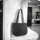 Milleni Ladies Vegan Leather Fashion Shoulder Tote Bag in Black