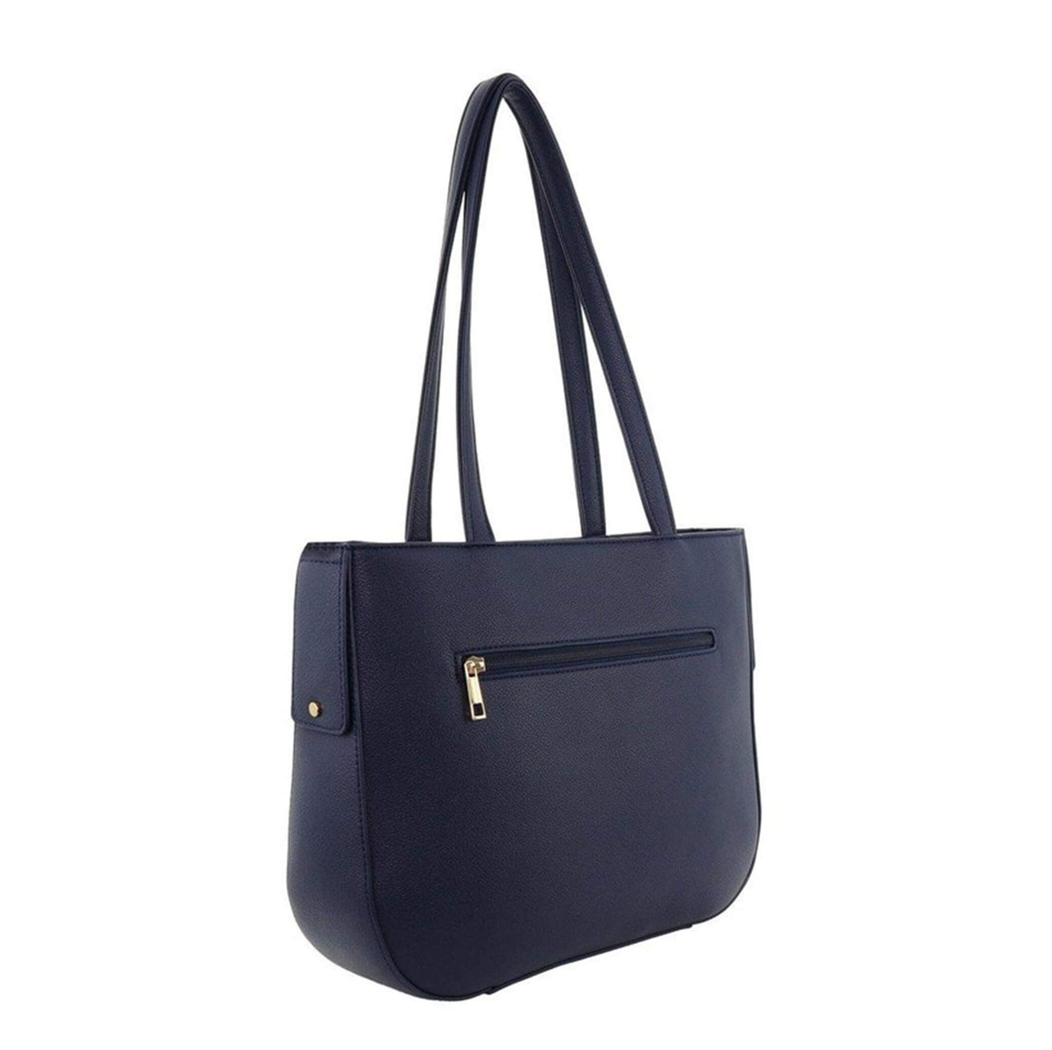Milleni Ladies Vegan Leather Fashion Shoulder Tote Bag in Navy