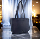 Milleni Ladies Vegan Leather Fashion Shoulder Tote Bag in Navy