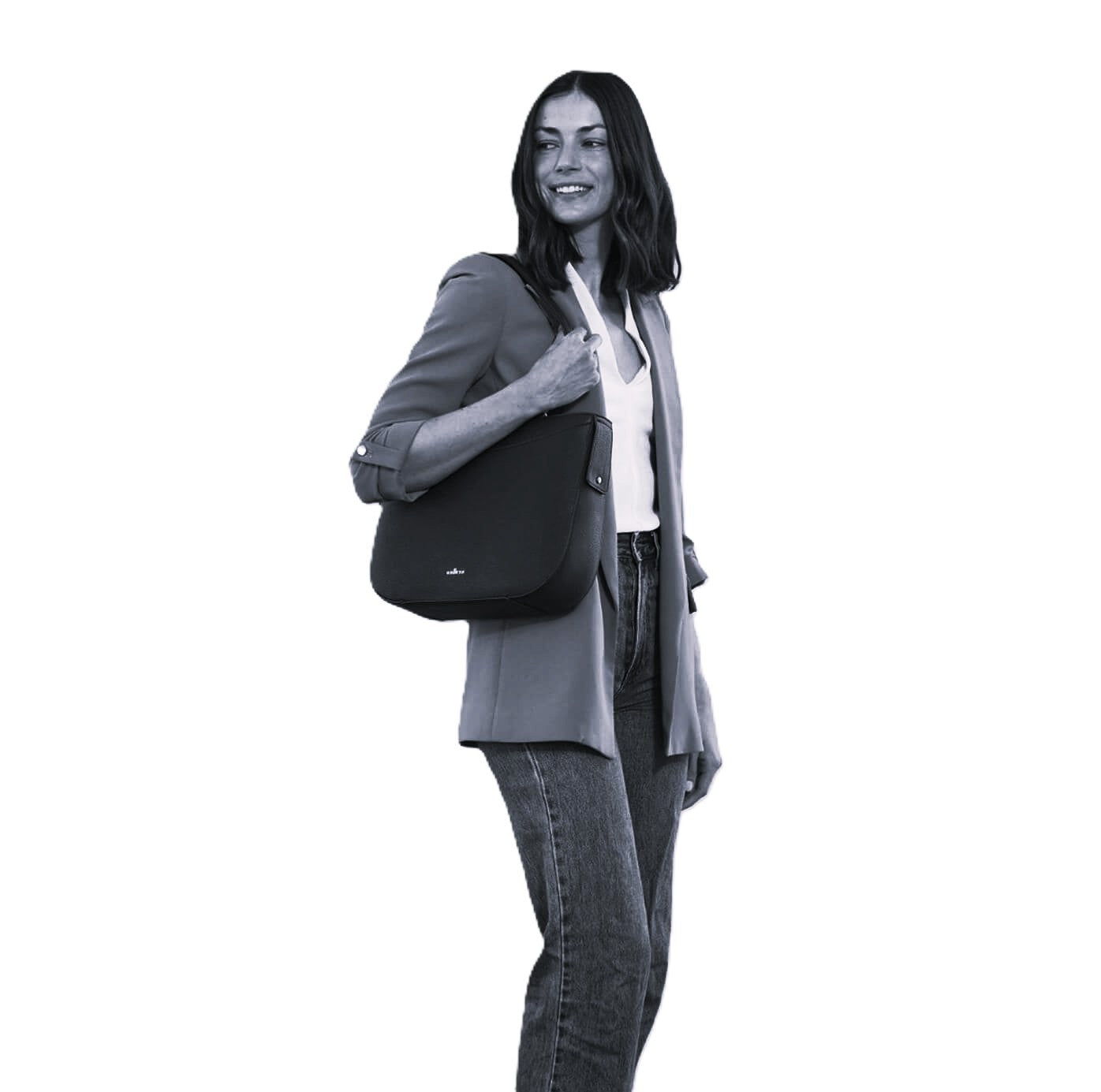 Milleni Ladies Vegan Leather Fashion Shoulder Tote Bag in Black