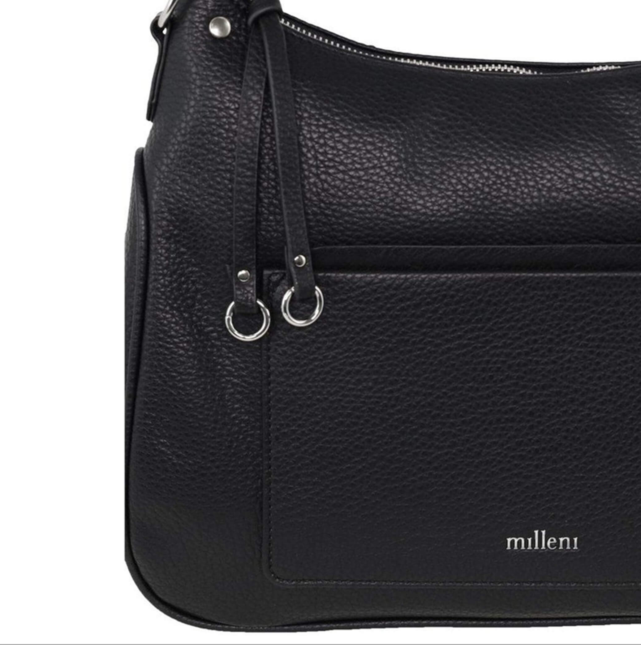 Milleni Ladies Vegan Leather Fashion Tote Bag in Black