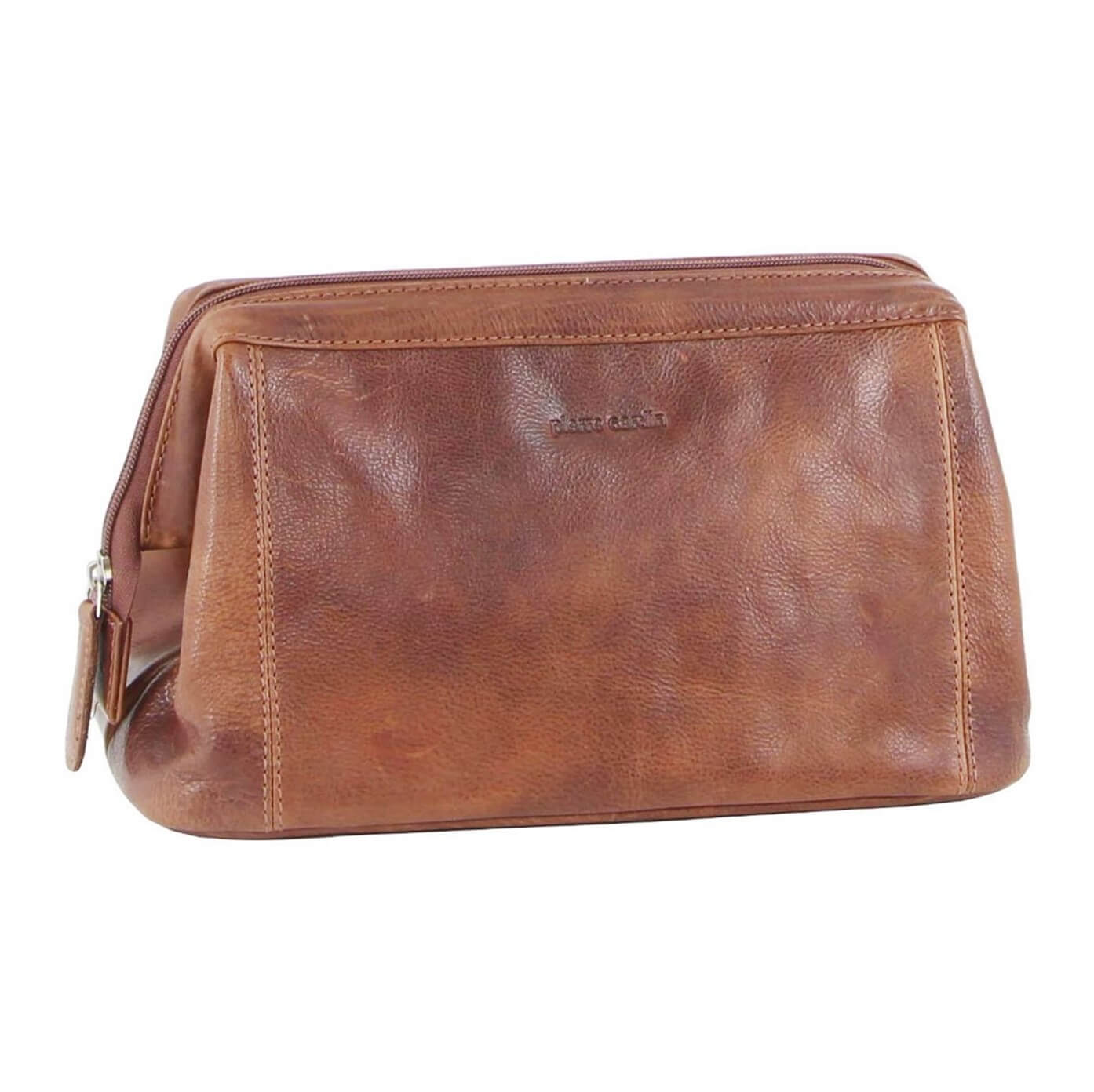 Pierre Cardin PC2803 Rustic Leather Toiletry Bag/Cognac