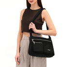 Pierre Cardin Ladies Nylon Anti-Theft RFID Crossbody Bag in Black