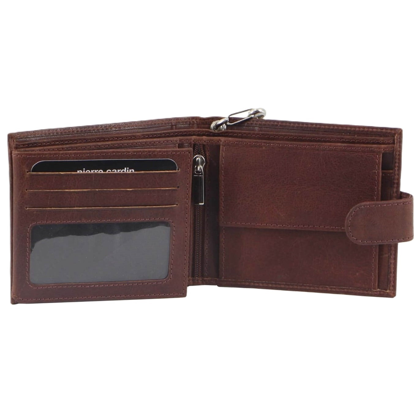 Pierre Cardin Men’s Leather Tri-fold Chain Wallet in Chestnut