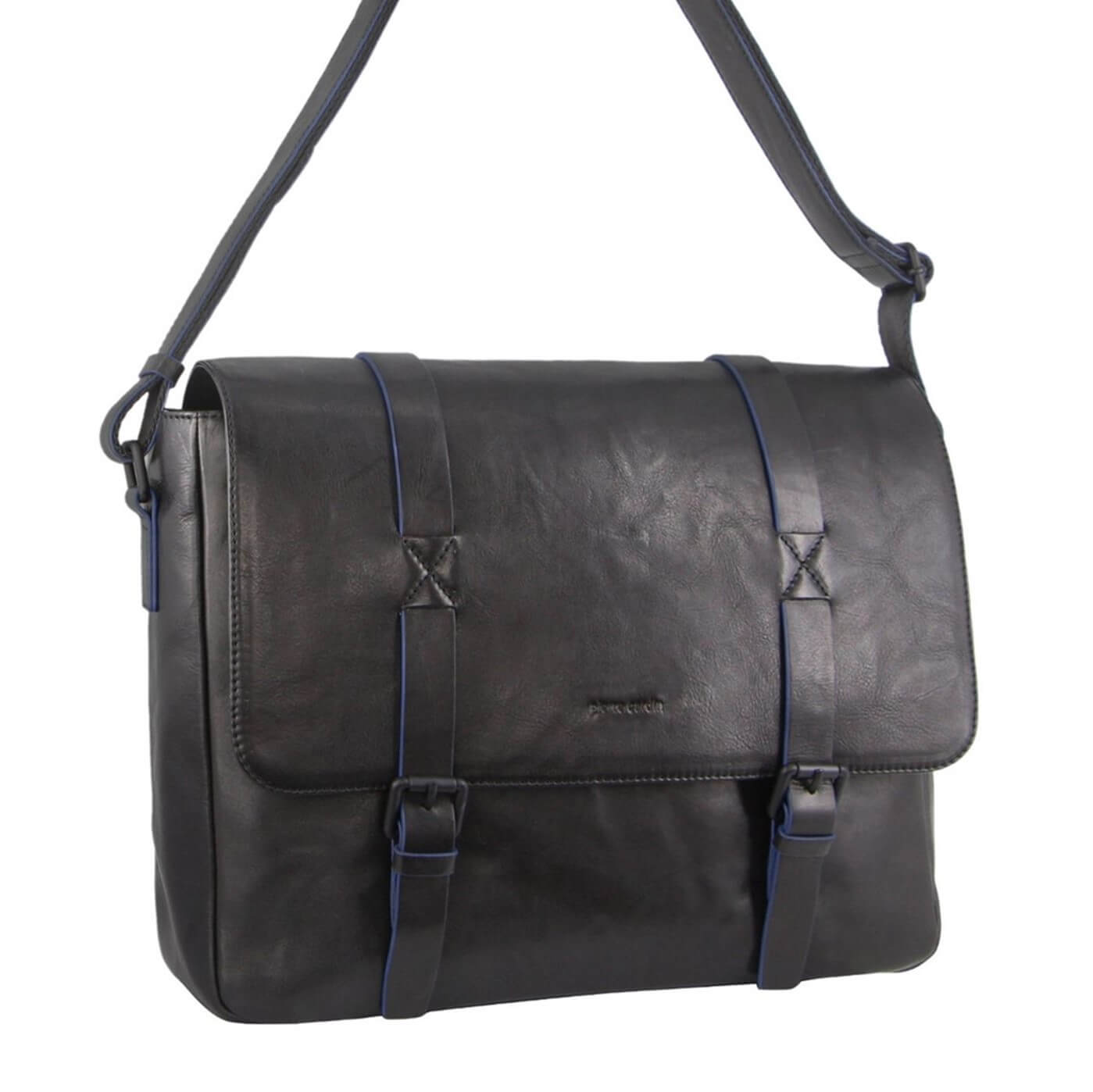 Pierre Cardin PC3313 Crumple Leather Computer Bag/Black