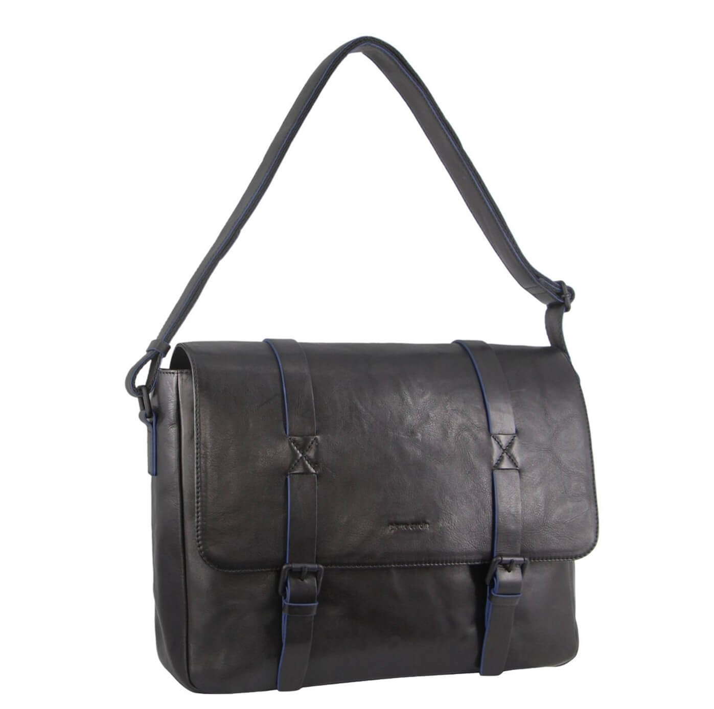 Pierre Cardin PC3313 Crumple Leather Computer Bag/Black