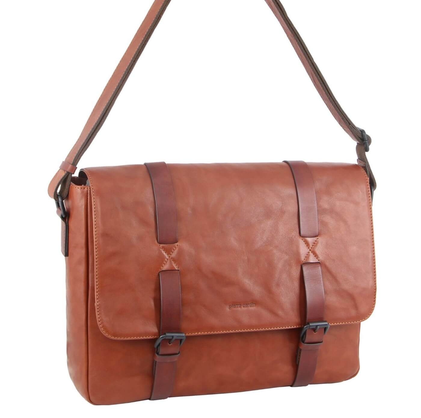 Pierre Cardin PC3313 Crumple Leather Computer Bag/Cognac