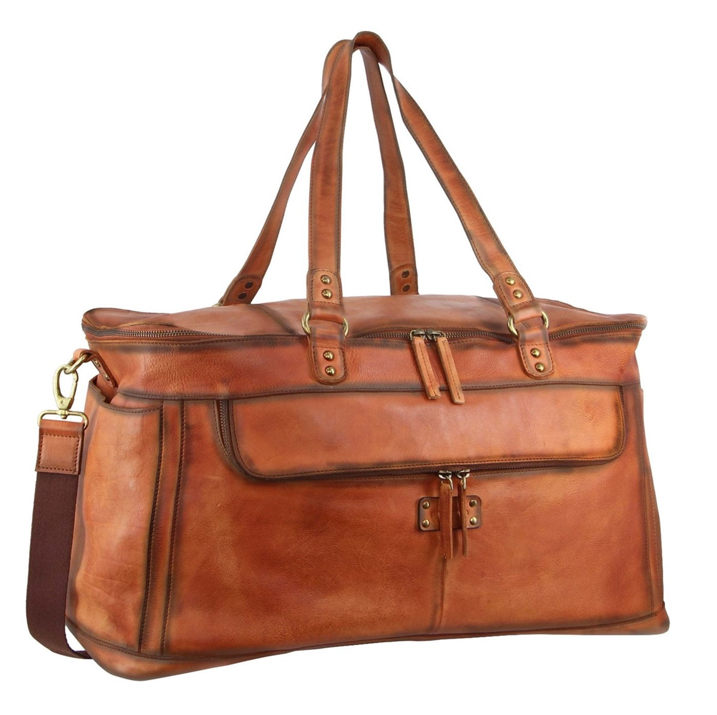 Pierre Cardin PC3342 Leather Overnight Bag/Cognac