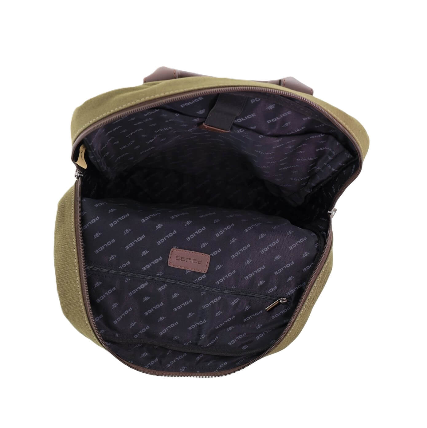 Police Men's Rustic Canvas Backpack in Dark Olive