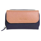 Pierre Cardin Ladies Tri-fold Tab Leather Wallet in Navy-Taupe
